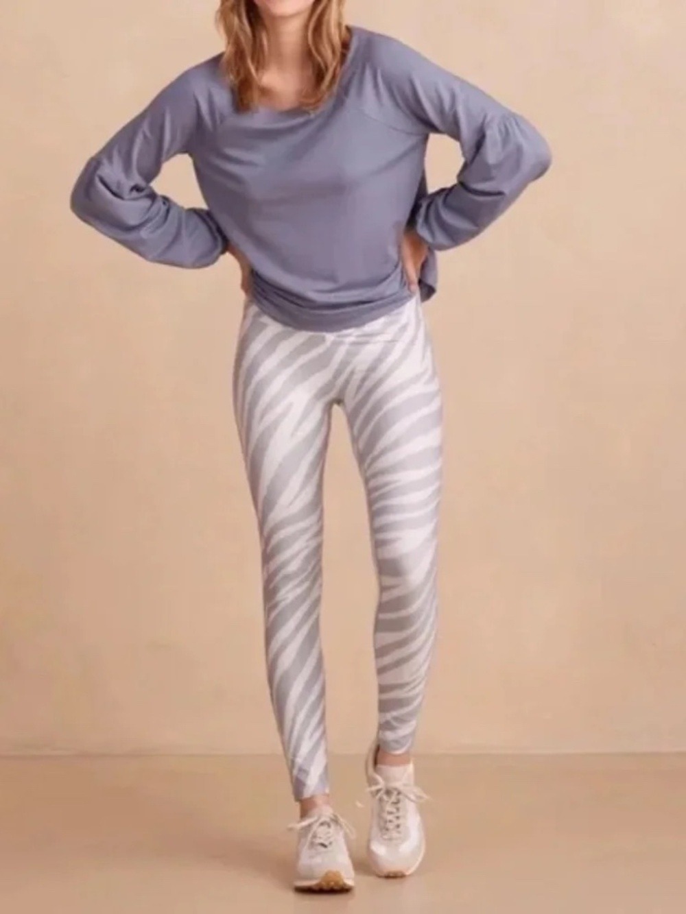 Summersalt The Do-It-All High Rise Full Length Leggings Zebra Gray White Medium